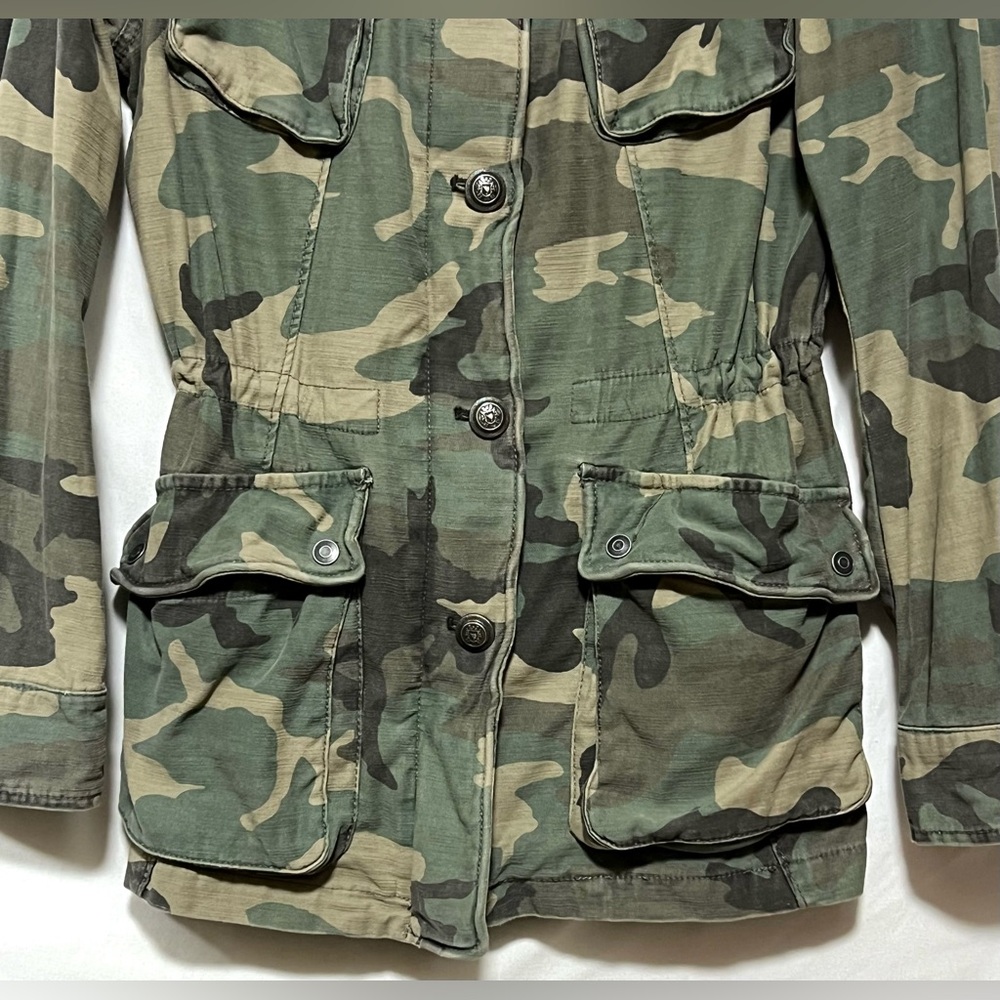 Free People Camo Oversized Utility Jean Jacket Military Style Casual Outdoor - Picture 6 of 16
